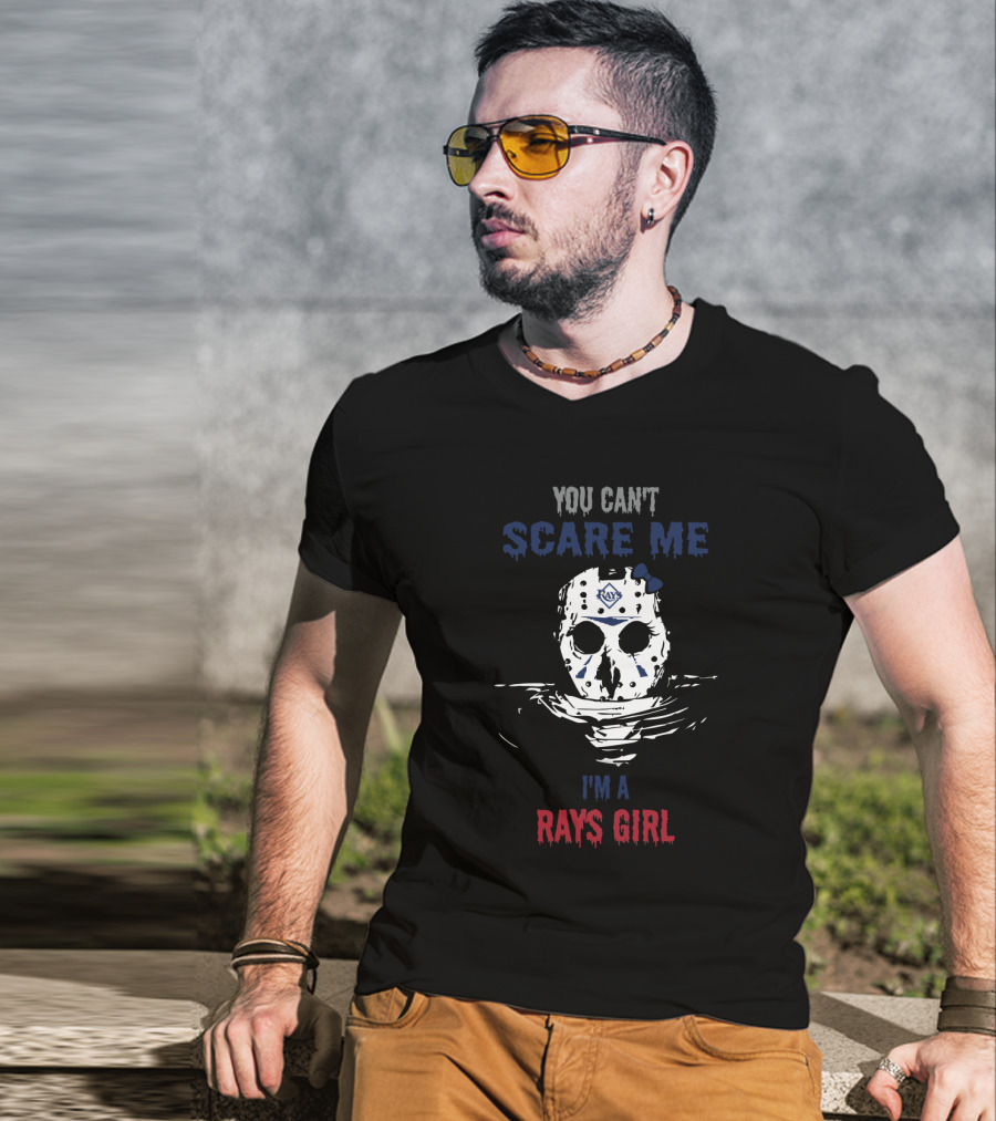 You Can't Scare Me I'm A Rays Girl Jason Voorhees Mask With Tampa Bay Rays T-Shirt