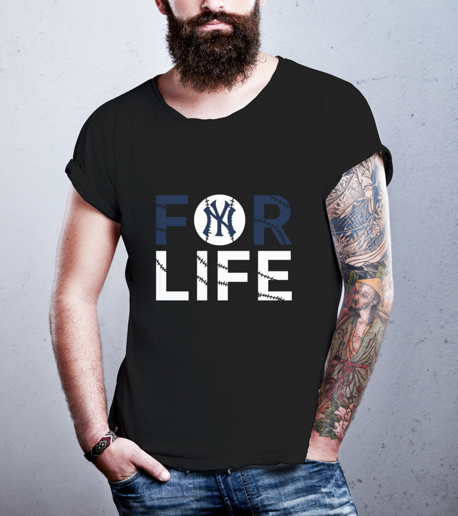 New York Yankees Iconic Logo Baseball Stitching For Life T-Shirt