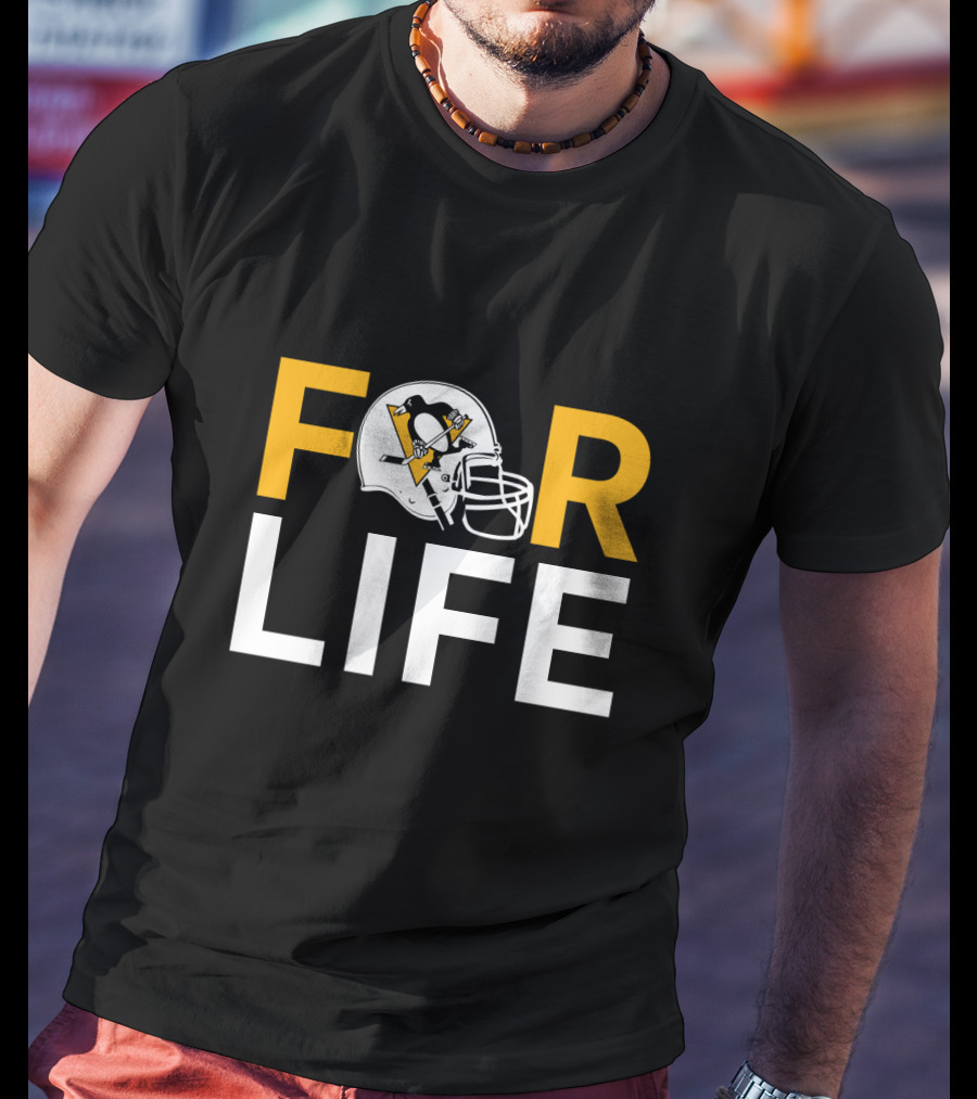 Pittsburgh Penguins For Life Hockey Helmet Logo T-Shirt