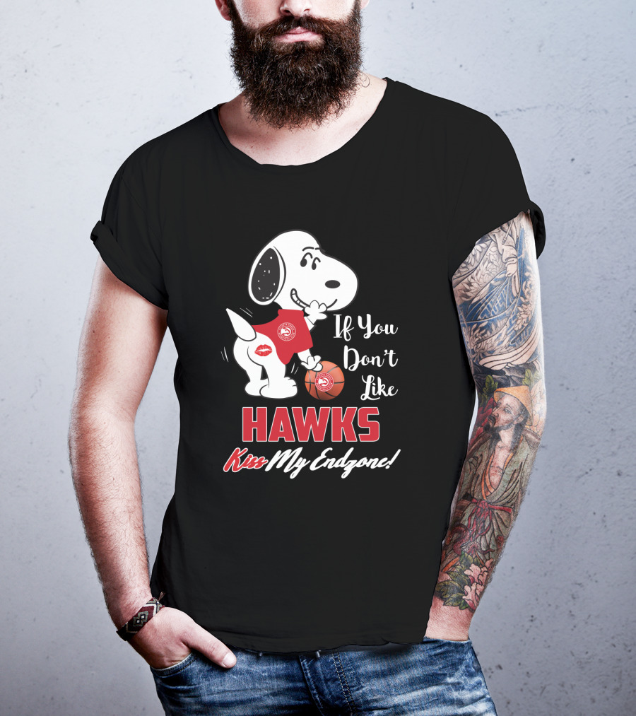Snoopy If You Don't Like Hawks Kiss My Endzone Atlanta Fans T-Shirt