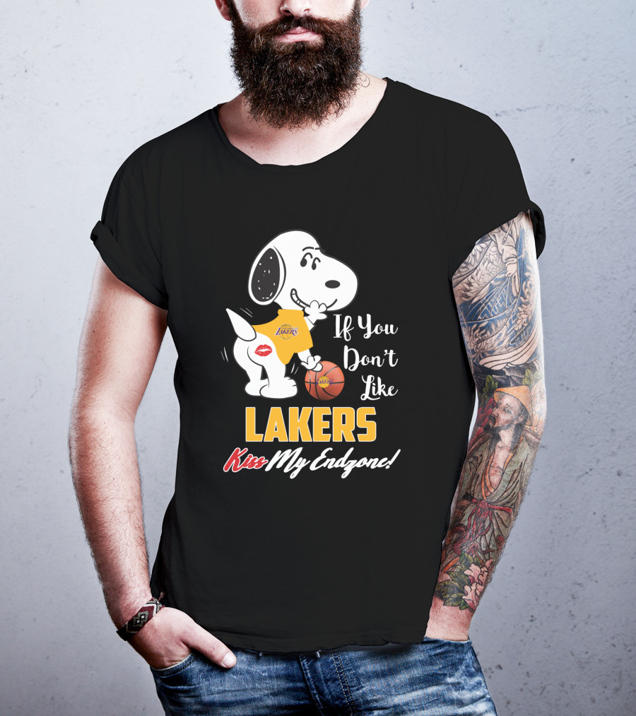 If You Don't Like Lakers Kiss My Endzone Snoopy Los Angeles Lakers Fans T-Shirt