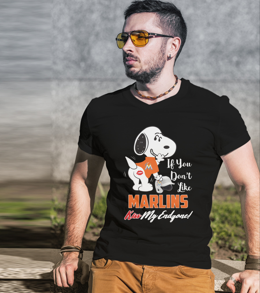 If You Don't Like Marlins Kiss My Endzone Snoopy Miami Fans T-Shirt