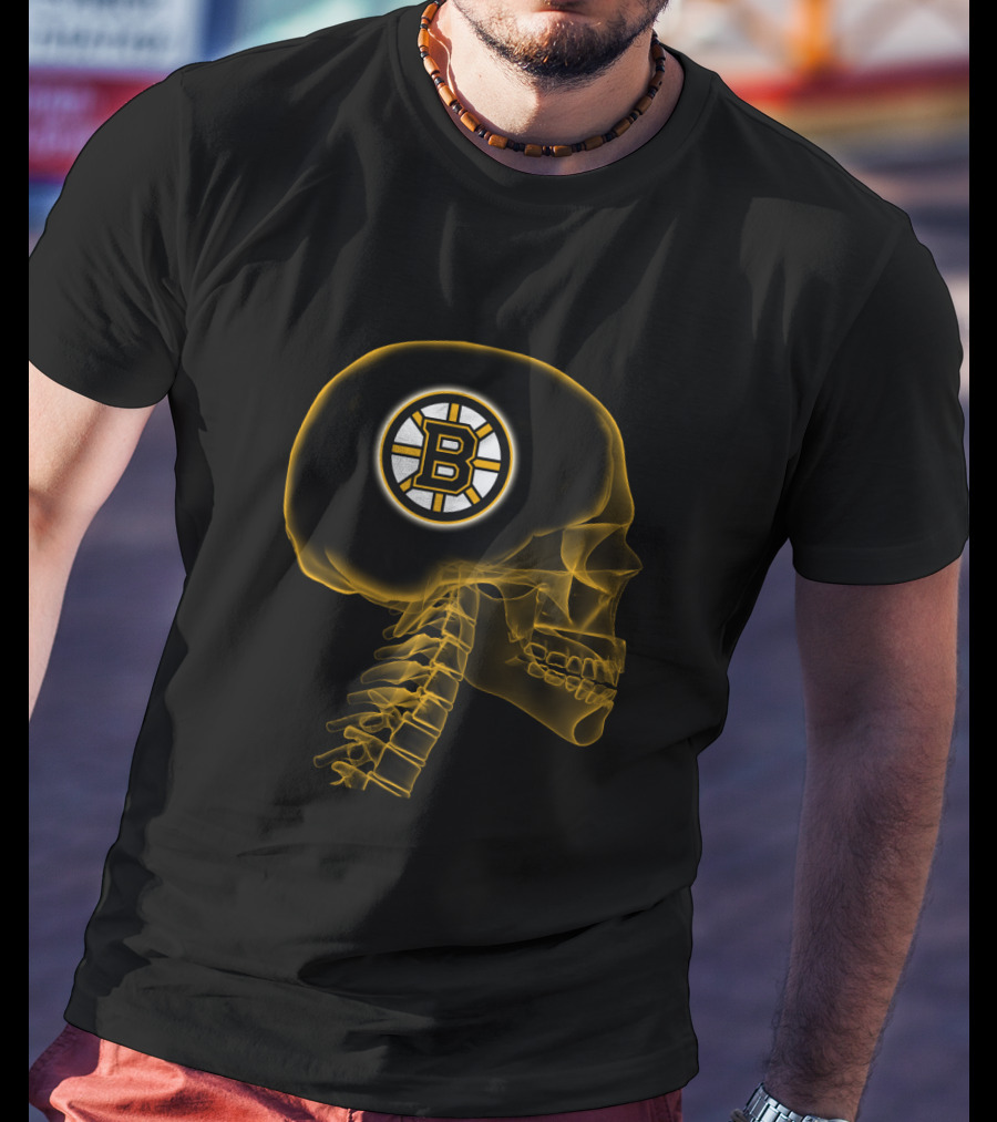 Boston Bruins Skull Logo Halloween Fans Brain Mri T-Shirt