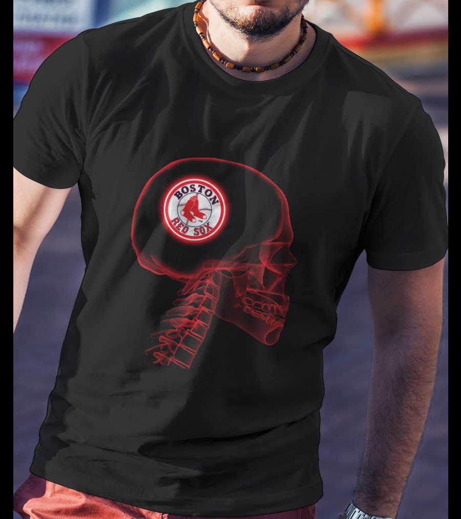 Boston Red Sox Halloween Brain Skull T-Shirt