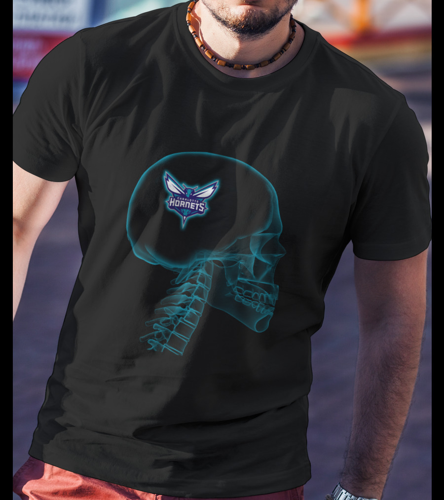 Charlotte Hornets Brain Logo Halloween X-Ray T-Shirt