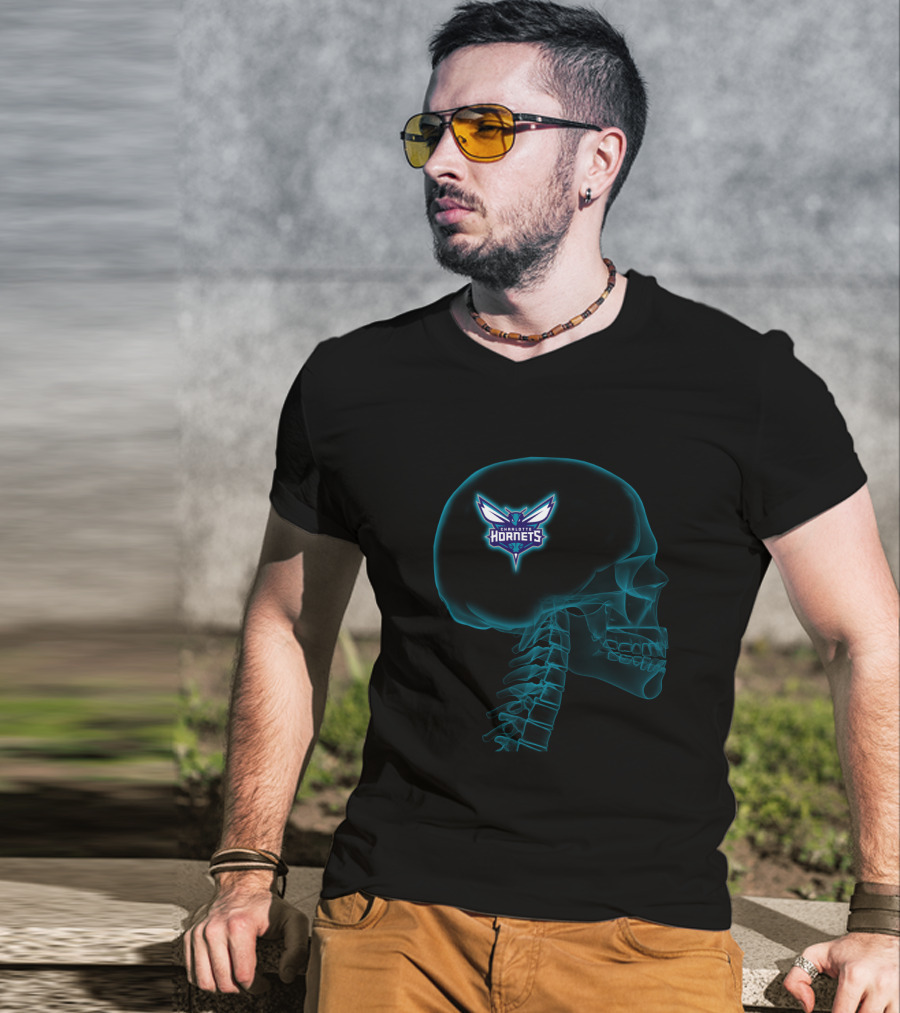 Charlotte Hornets Brain Logo Halloween X-Ray T-Shirt