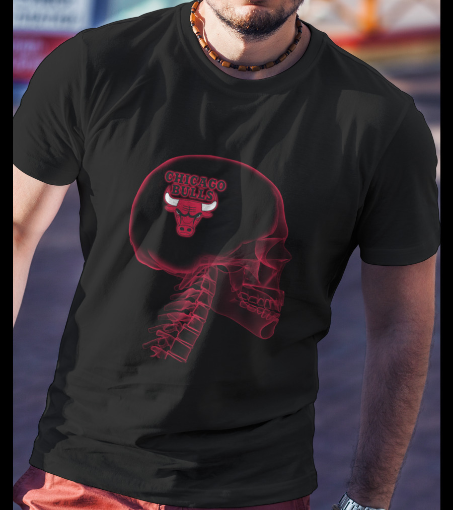 Chicago Bulls Skull Halloween Brain Fan T-Shirt