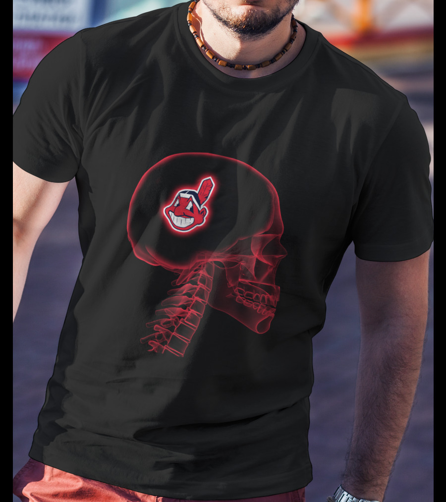 Cleveland Indians Skull Logo Brain X-Ray Halloween T-Shirt