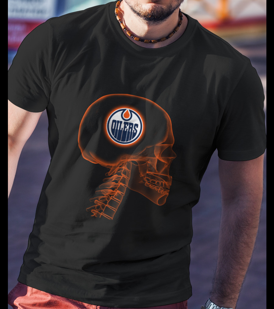 Edmonton Oilers Skull Logo In My Brain Halloween T-Shirt