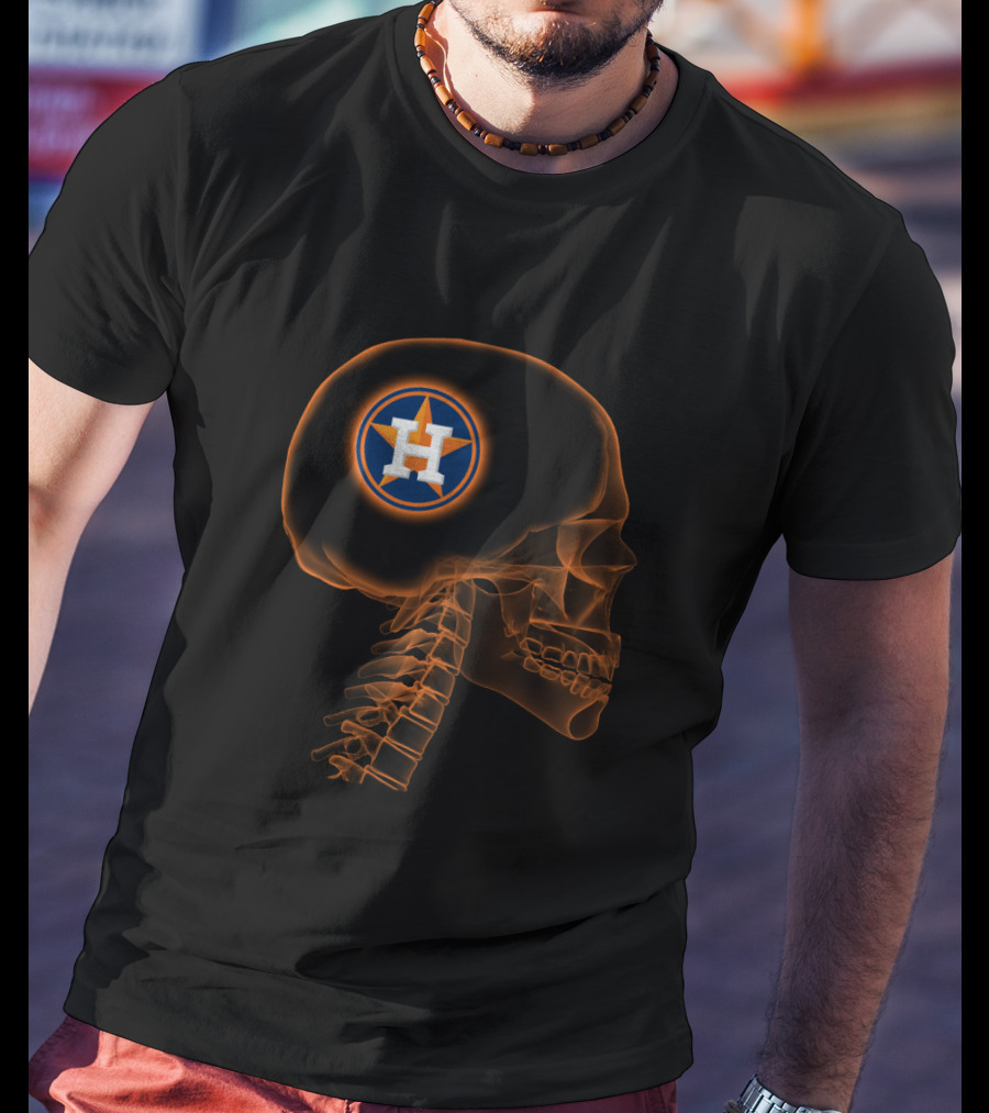 Houston Astros Skull Logo Halloween Brain T-Shirt