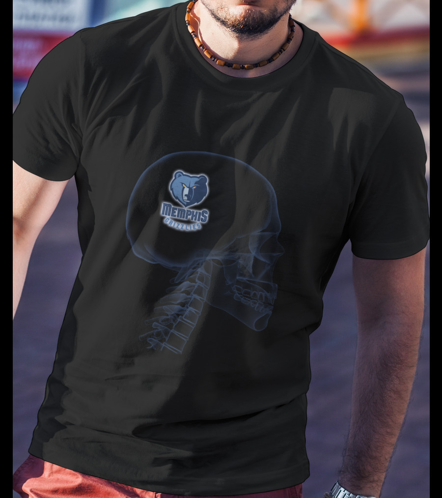 Memphis Grizzlies Brain Logo Halloween Skeleton T-Shirt