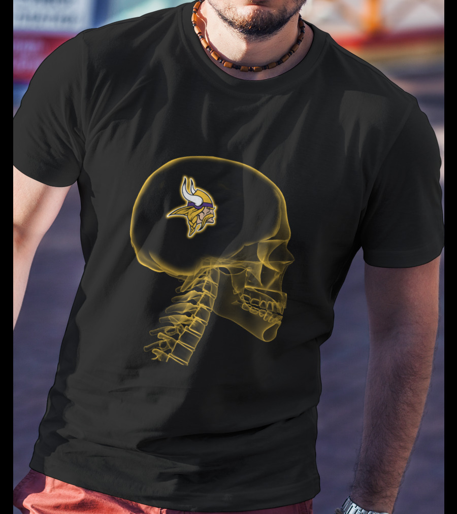 Minnesota Vikings Skull X-Ray Halloween Brain T-Shirt