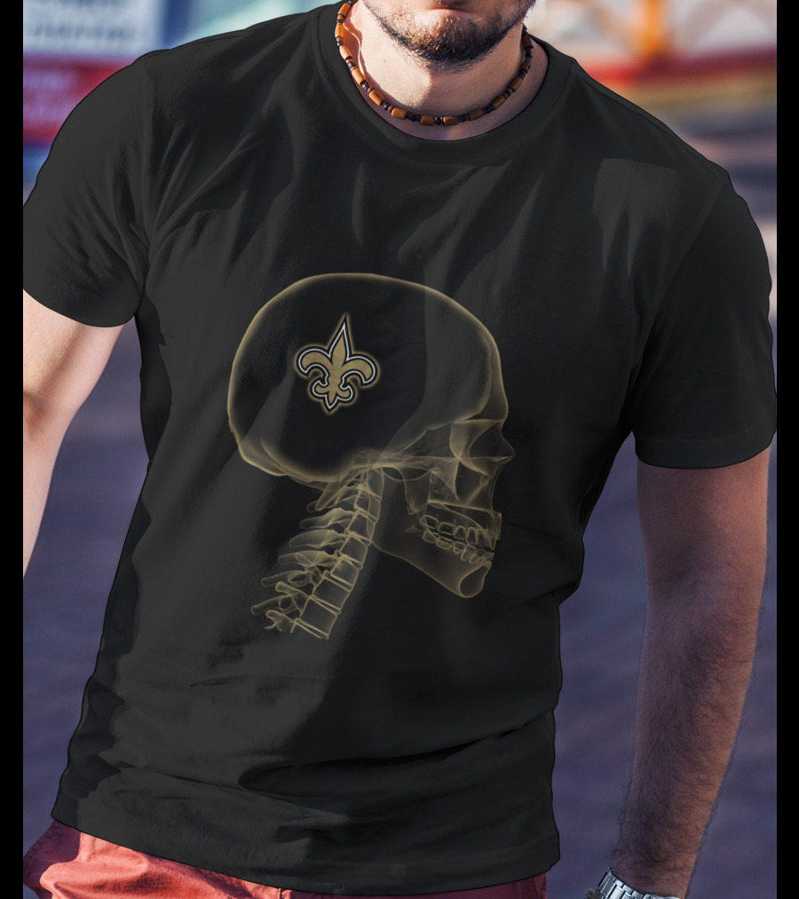 New Orleans Saints Skull Brain Halloween Fleur-De-Lis T-Shirt