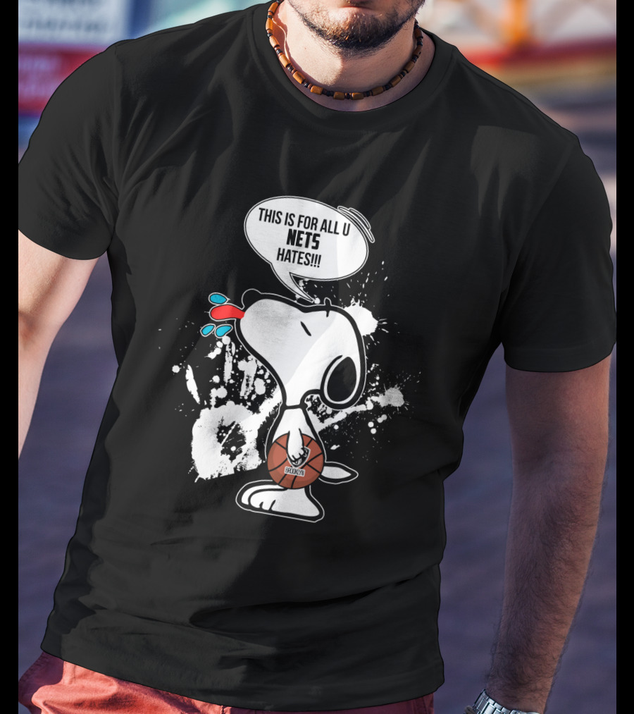 Snoopy Brooklyn Nets Fans Tongue Out Basketball Statement T-Shirt