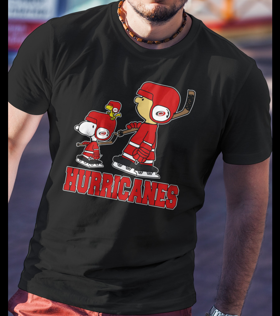 Snoopy Hockey With Carolina Hurricanes Mascot T-Shirt
