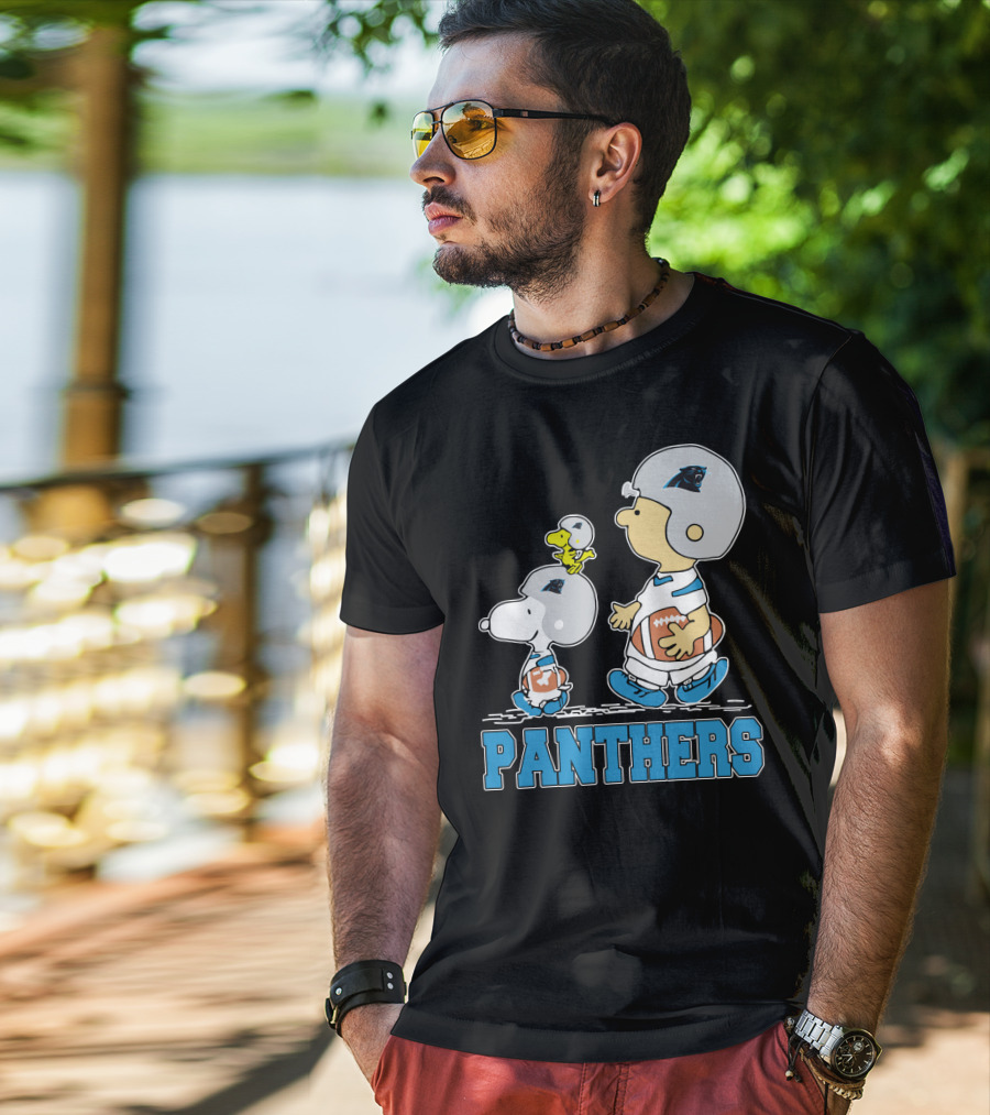 Snoopy Woodstock Charlie Brown Carolina Panthers Fans T-Shirt