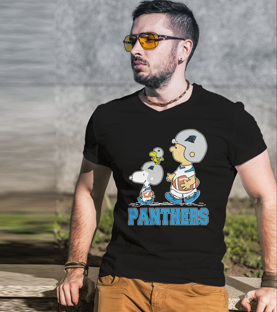 Snoopy Woodstock Charlie Brown Carolina Panthers Fans T-Shirt