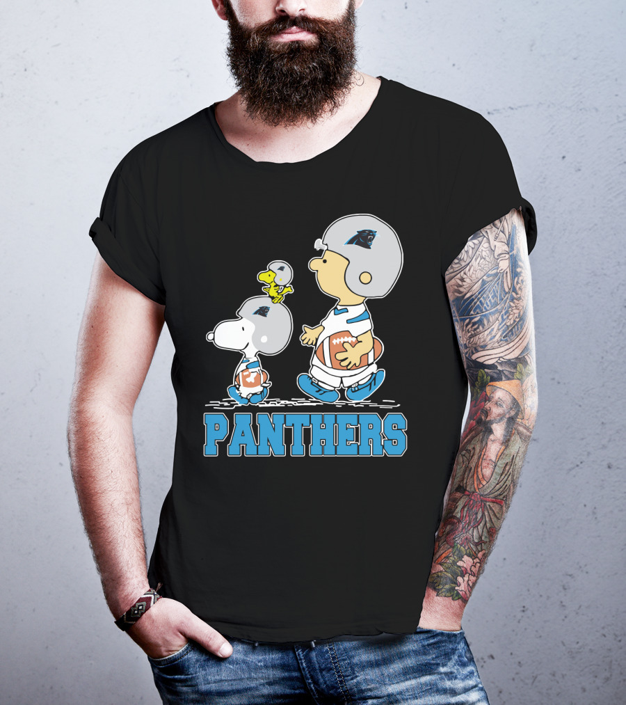 Snoopy Woodstock Charlie Brown Carolina Panthers Fans T-Shirt