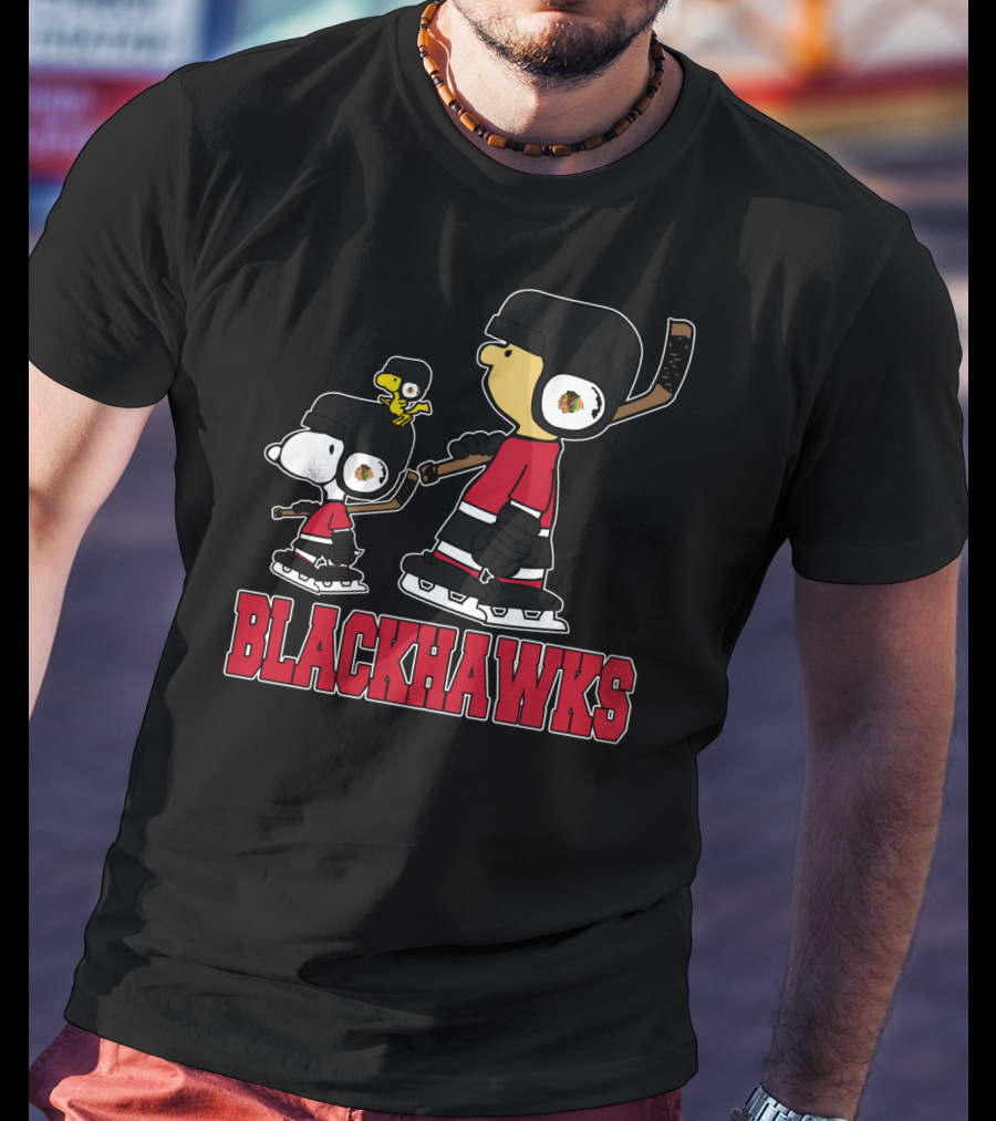 Snoopy Woodstock And Blackhawks Hockey Fans Team Spirit T-Shirt