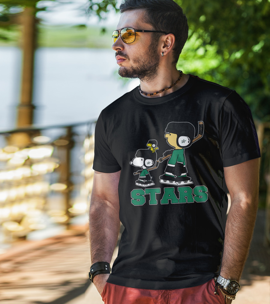 Snoopy Woodstock Dallas Stars Hockey Fans T-Shirt
