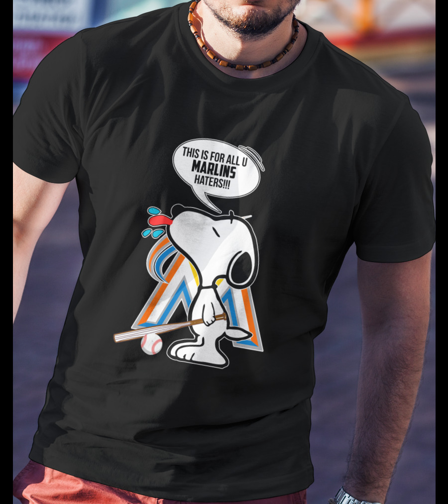 Snoopy Baseball Fan Spitting At Miami Marlins Haters T-Shirt