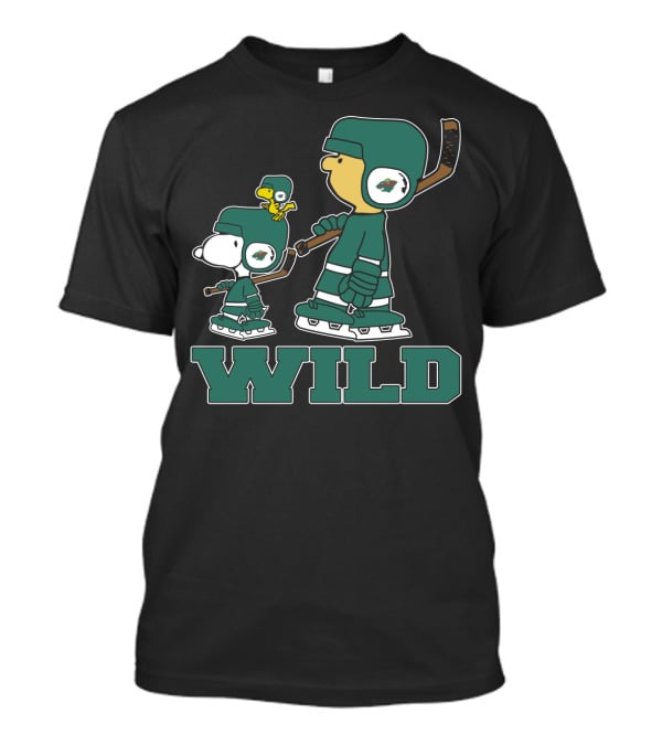 Snoopy And Woodstock With Minnesota Wild Hockey Gear T-Shirt