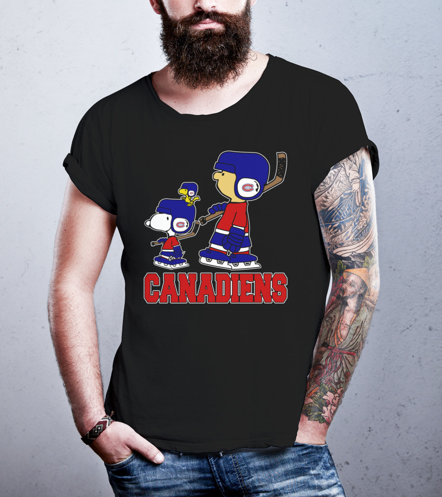 Snoopy Canadiens Fan Hockey Skate With Woodstock And Friends T-Shirt