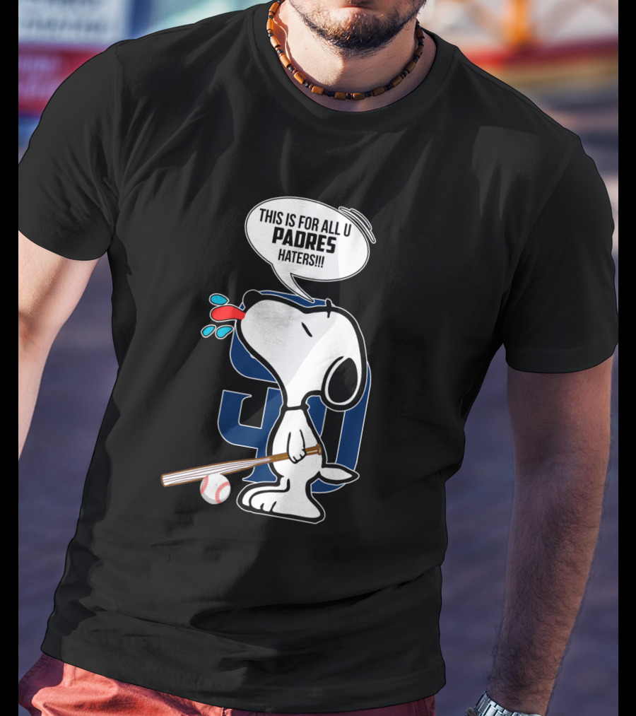 Snoopy Padres Haters Speech Bubble With Baseball And Bat T-Shirt