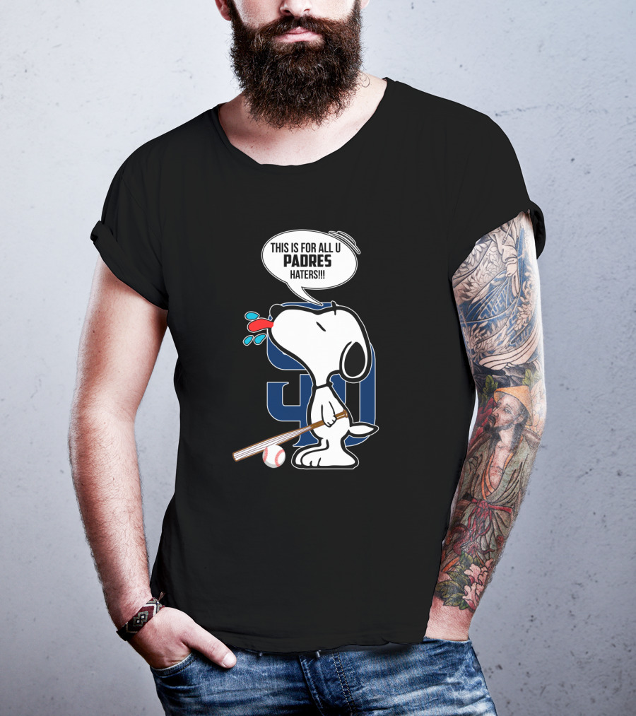 Snoopy Padres Haters Speech Bubble With Baseball And Bat T-Shirt