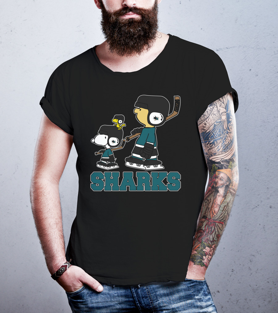 Snoopy And Woodstock San Jose Sharks Hockey Fans T-Shirt