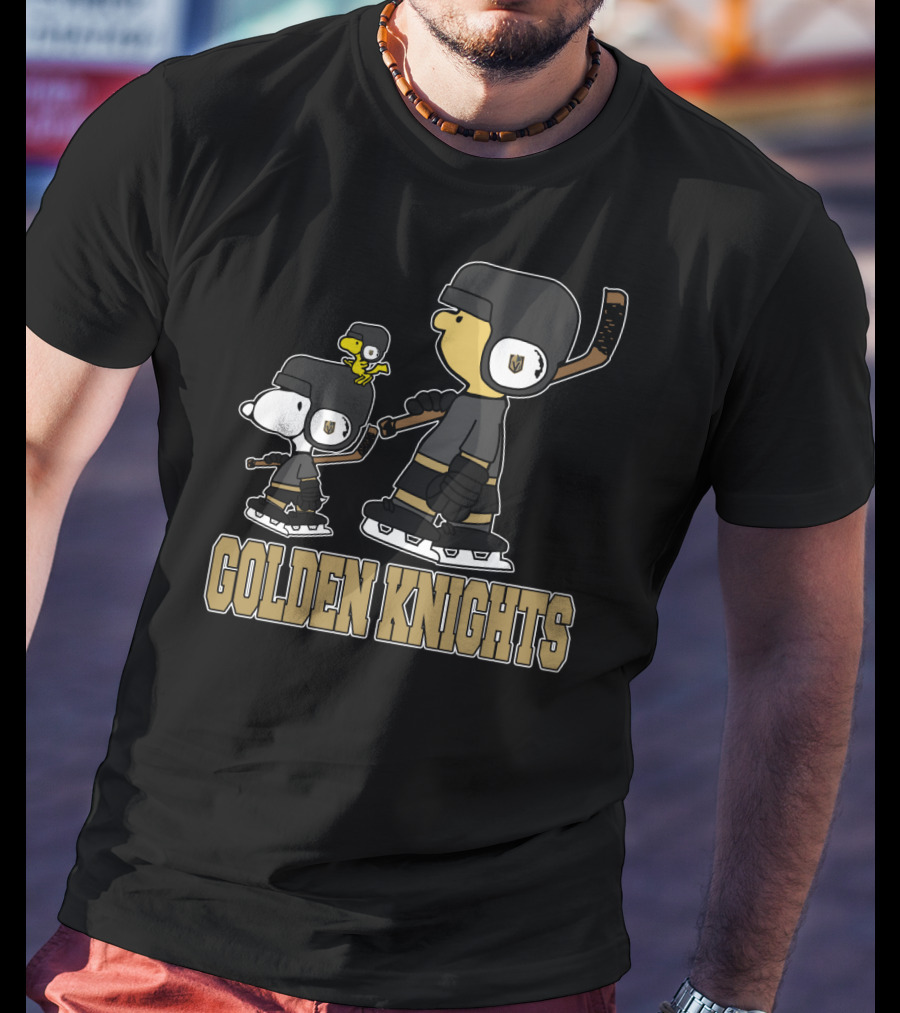 Snoopy Woodstock And Charlie Brown Golden Knights Fans T-Shirt