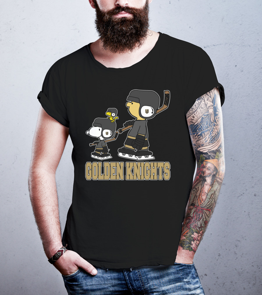 Snoopy Woodstock And Charlie Brown Golden Knights Fans T-Shirt