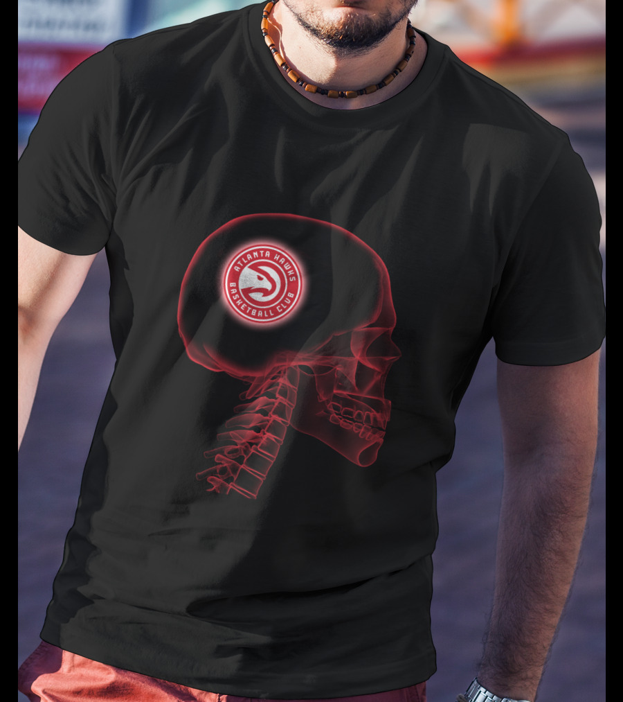 Atlanta Hawks Basketball Club Skull Brain Halloween Theme T-Shirt