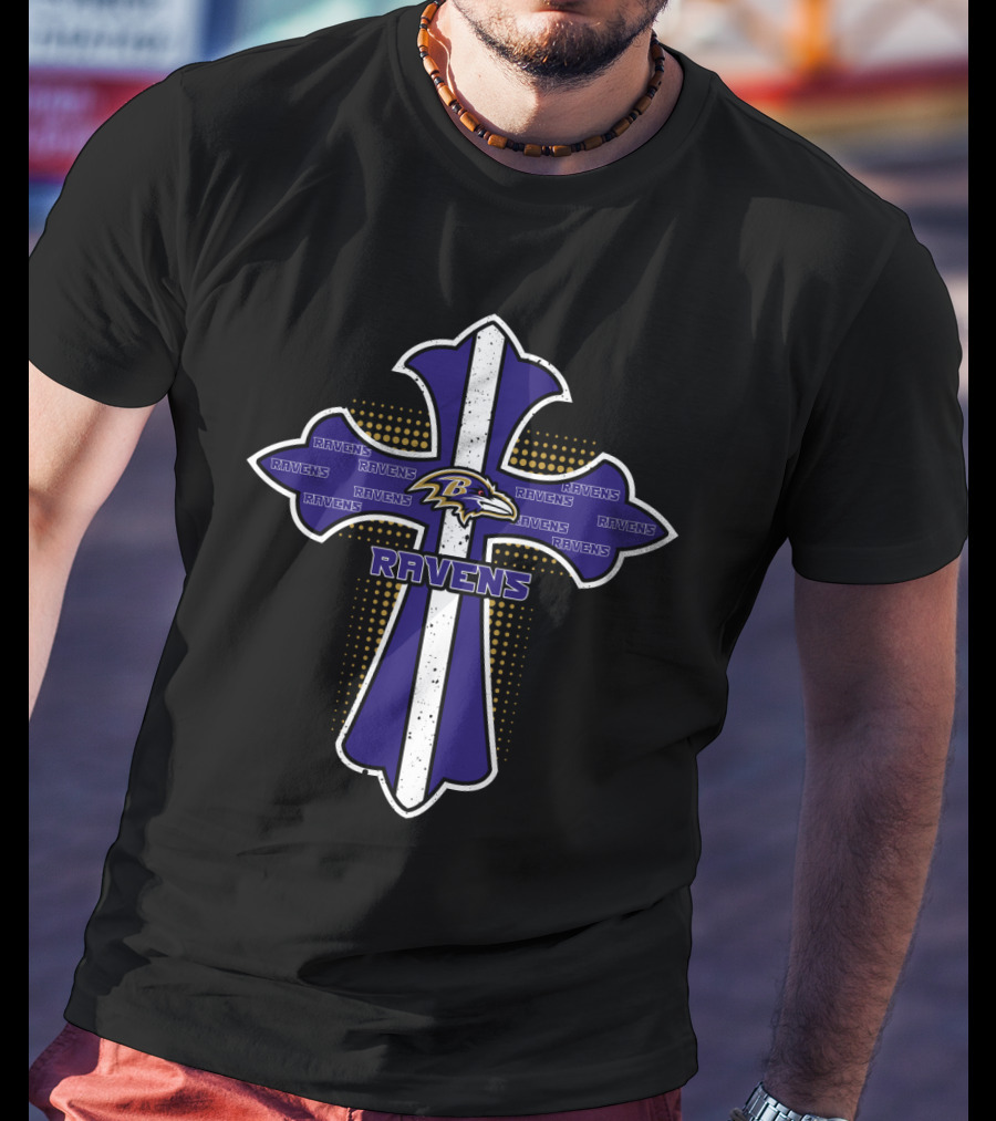 Baltimore Ravens Fans Cross With Logo And Christian Theme T-Shirt