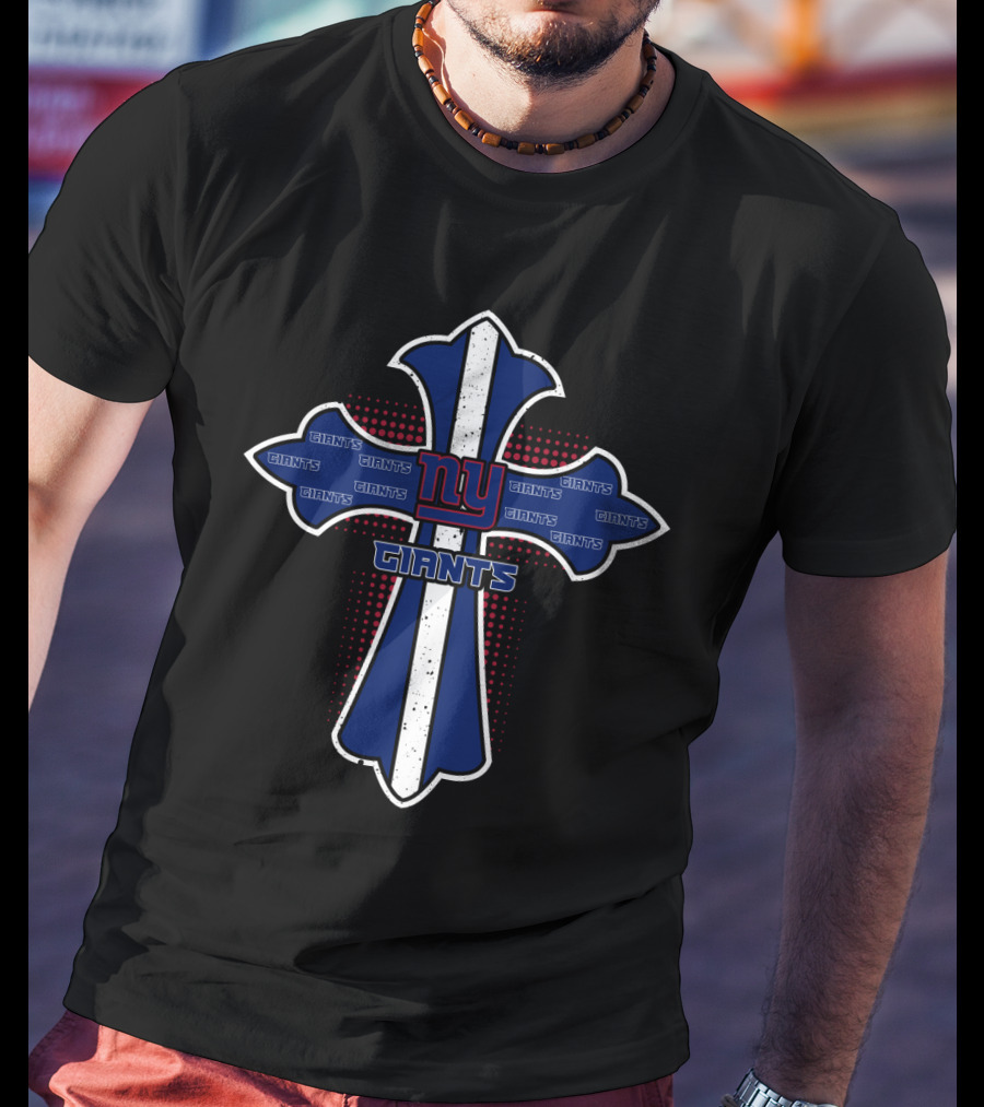 Cross With Ny Giants Logo And Faith Symbol For Fans T-Shirt