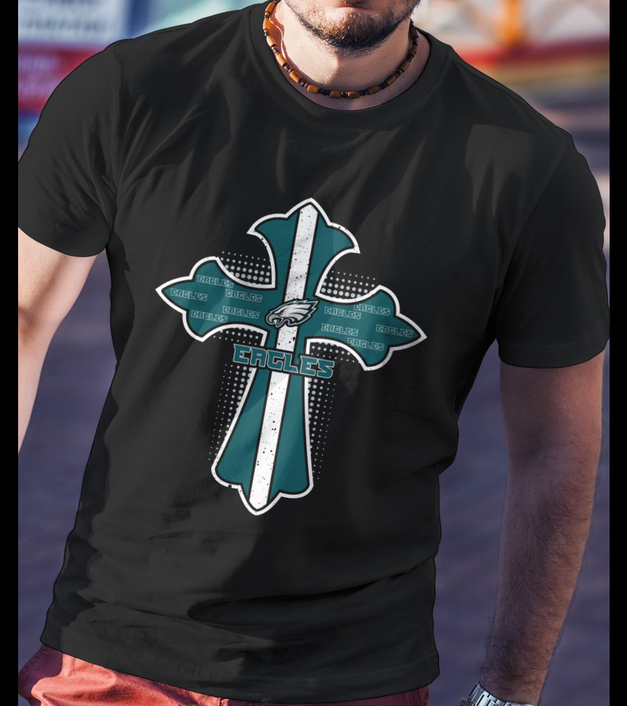 Philadelphia Eagles Fans Cross Featuring Iconic Eagles T-Shirt