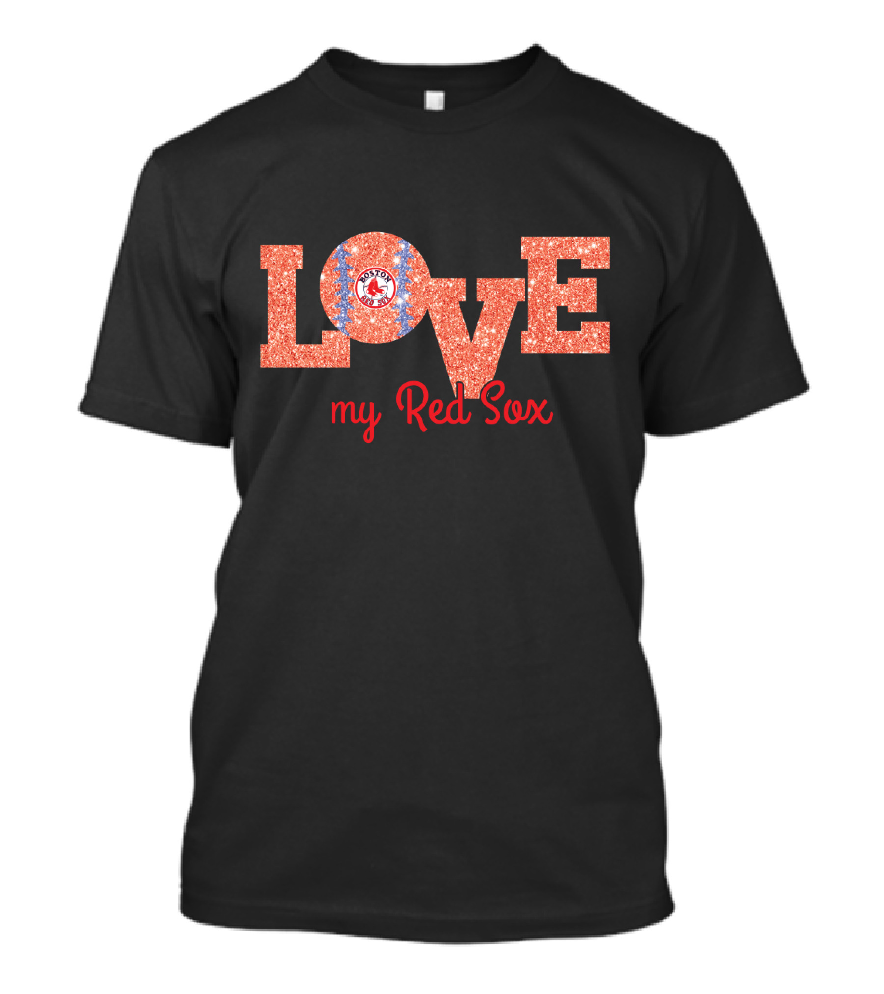 Love My Boston Red Sox Glitter T-Shirt