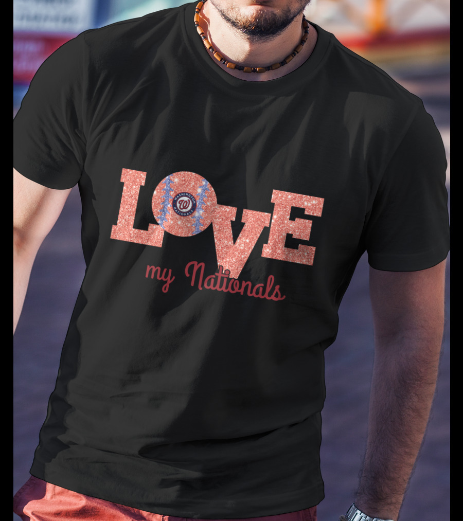 Glitter Love My Nationals Washington Fans Design Featuring W T-Shirt