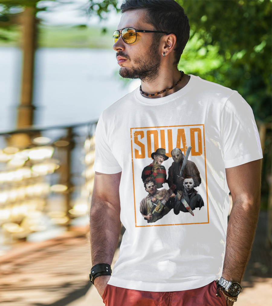 Squad Featuring Iconic Horror Characters In T-Shirt