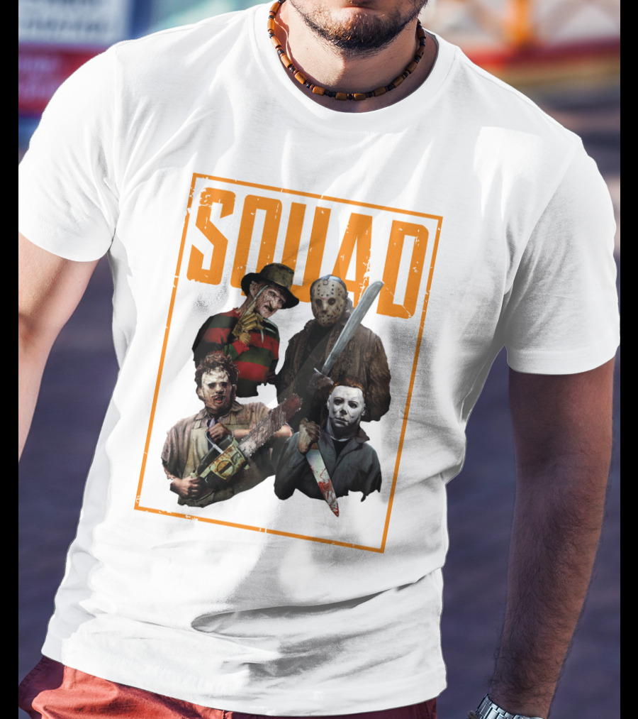 Squad Featuring Iconic Horror Characters In T-Shirt