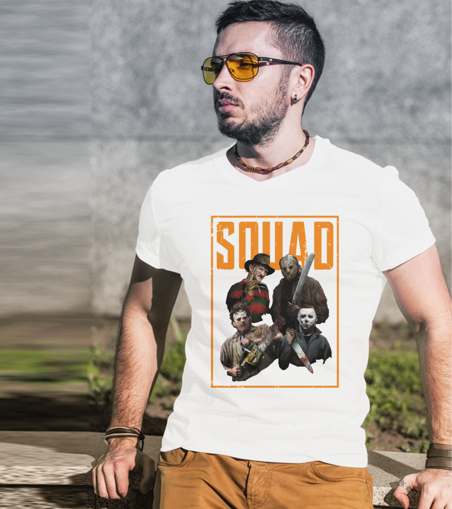 Squad Featuring Iconic Horror Characters In T-Shirt