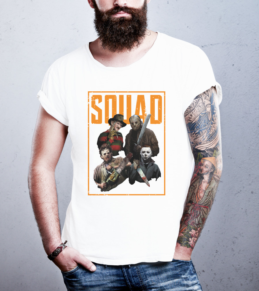 Squad Featuring Iconic Horror Characters In T-Shirt