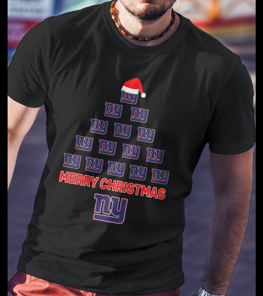 Merry Christmas New York Giants Ny Logo Christmas Tree T-Shirt