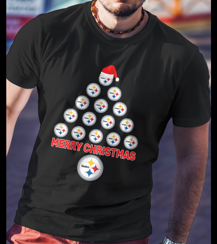Merry Christmas Tree For Pittsburgh Steelers Fans T-Shirt