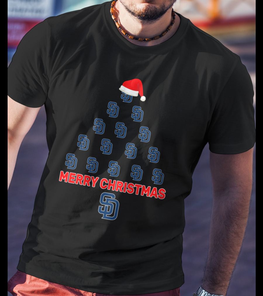 Merry Christmas San Diego Padres Festive Holiday Tree T-Shirt