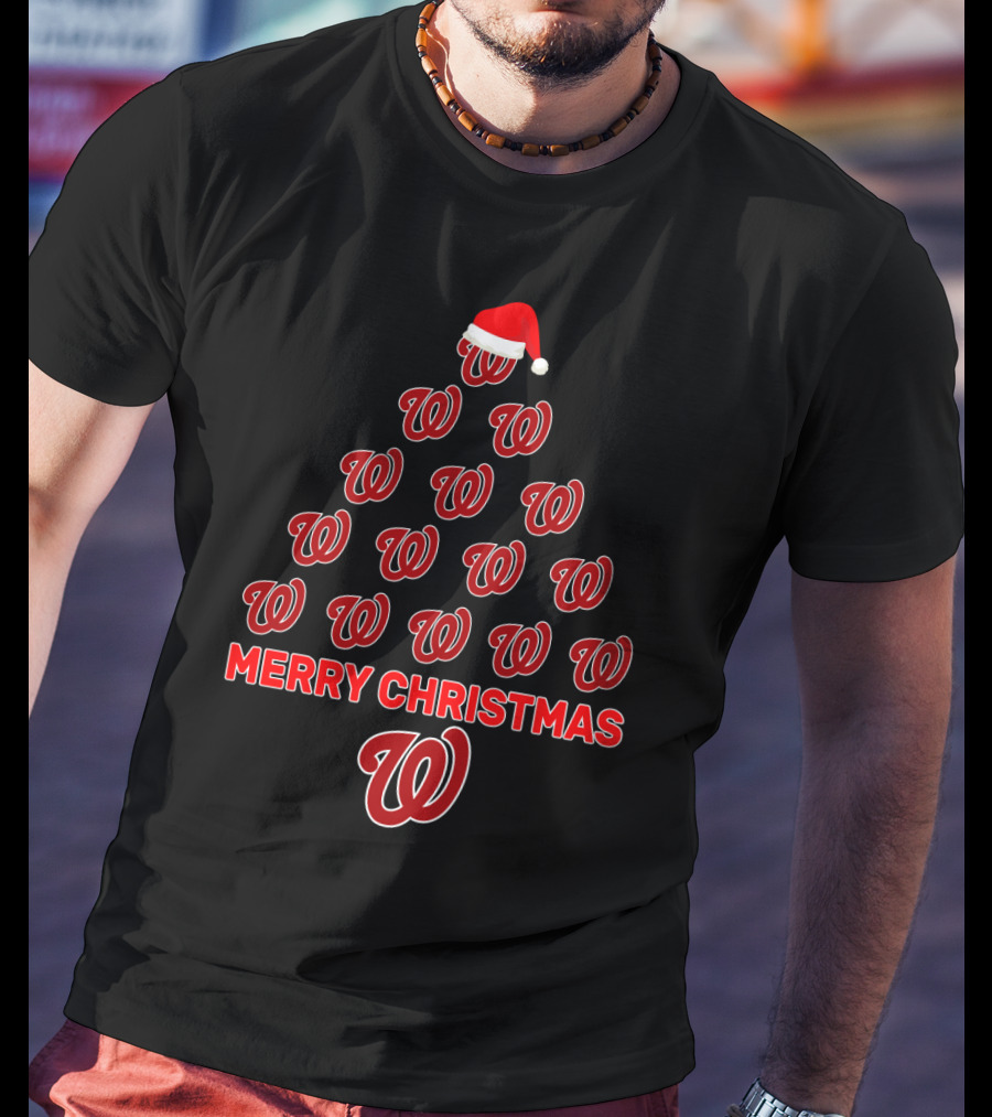 Merry Christmas Washington Nationals Holiday Tree T-Shirt