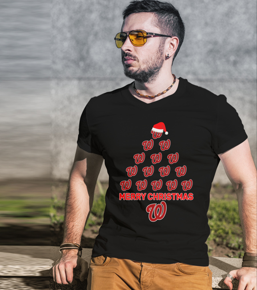 Merry Christmas Washington Nationals Holiday Tree T-Shirt