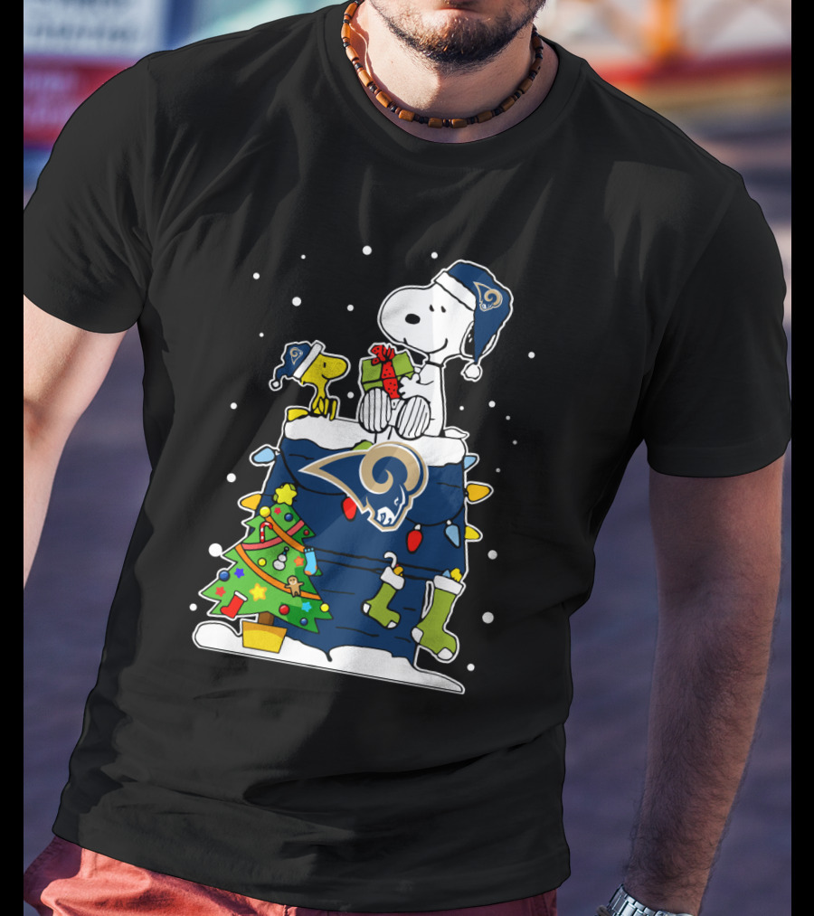 Los Angeles Rams Snoopy Woodstock Christmas Celebration T-Shirt
