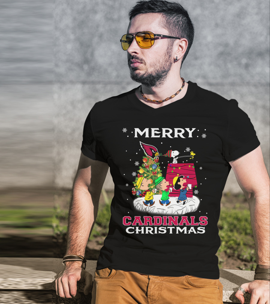 Merry Cardinals Christmas Arizona Snoopy Fans T-Shirt