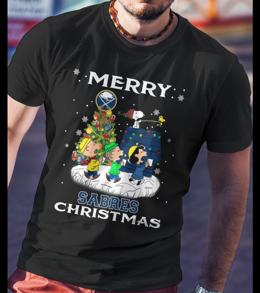 Merry Buffalo Sabres Christmas With Snoopy And Friends T-Shirt